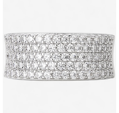 Product 242-065 / Price $89.99 , Diamonelle Sterling Silver Rhodium Plate Pave Diamonelle Cigar Band