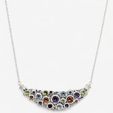 Samuel B. Collection Sterling Silver Multi Gemstone Cluster Bib Necklace
