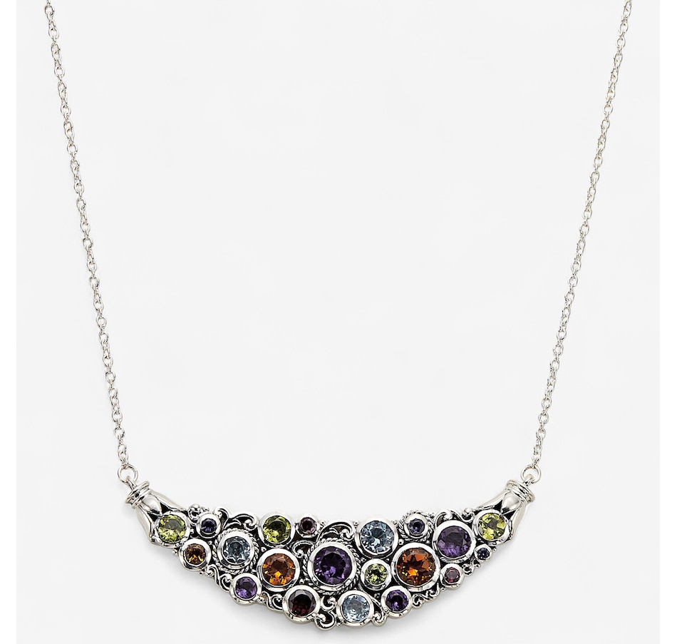 Image 242069.jpg, Product 242-069 / Price $479.99, Samuel B. Collection Sterling Silver Multi Gemstone Cluster Bib Necklace from Samuel B. Collection on TSC.ca's Jewellery department