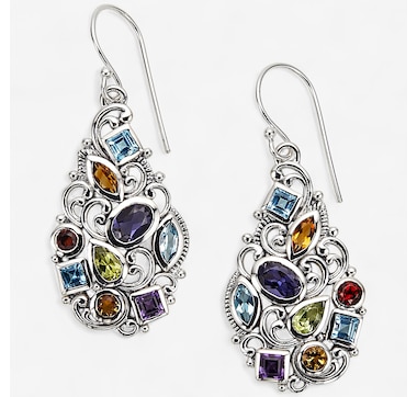 Product 242-071 / Price $199.99 , Samuel B. Collection Sterling Silver Multi Gemstone Earrings