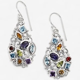 Samuel B. Collection Sterling Silver Multi Gemstone Earrings