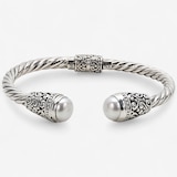 Samuel B. Collection Sterling Silver Balinese Des White Fresh Water Pearl Twisted Bangle