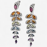 Samuel B. Collection Sterling Silver Multi-Gemstone Feather Drop Earrings
