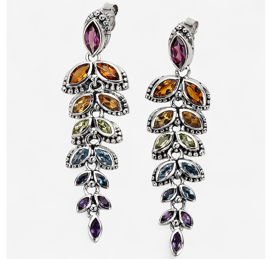 Image 242073.jpg, Product 242-073 / Price $379.99, Samuel B. Collection Sterling Silver Multi-Gemstone Feather Drop Earrings from Samuel B. Collection on TSC.ca's Jewellery department