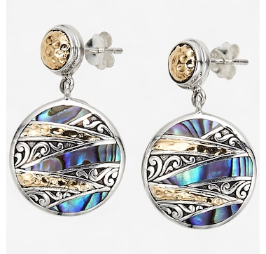 Product 242-078 / Price $279.99 , Samuel B. Collection Sterling Silver/18K Balinese Design With Abalone Earrings