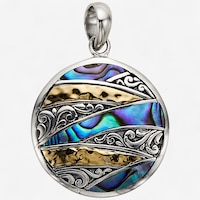 Samuel B. Collection Sterling Silver/18K Abalone And Hammered Gold Pendant