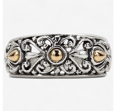 Product 242-082 / Price $89.99 , Samuel B. Collection Sterling Silver/18K Scrollwork Ring