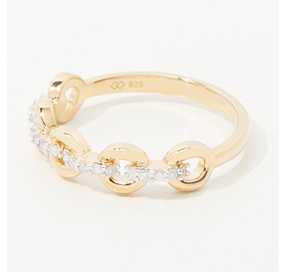 Jewellery Rings Color Of Diamonds Sterling Silver/14K 1 Mic 0.12 ctw White Diamonds Ring