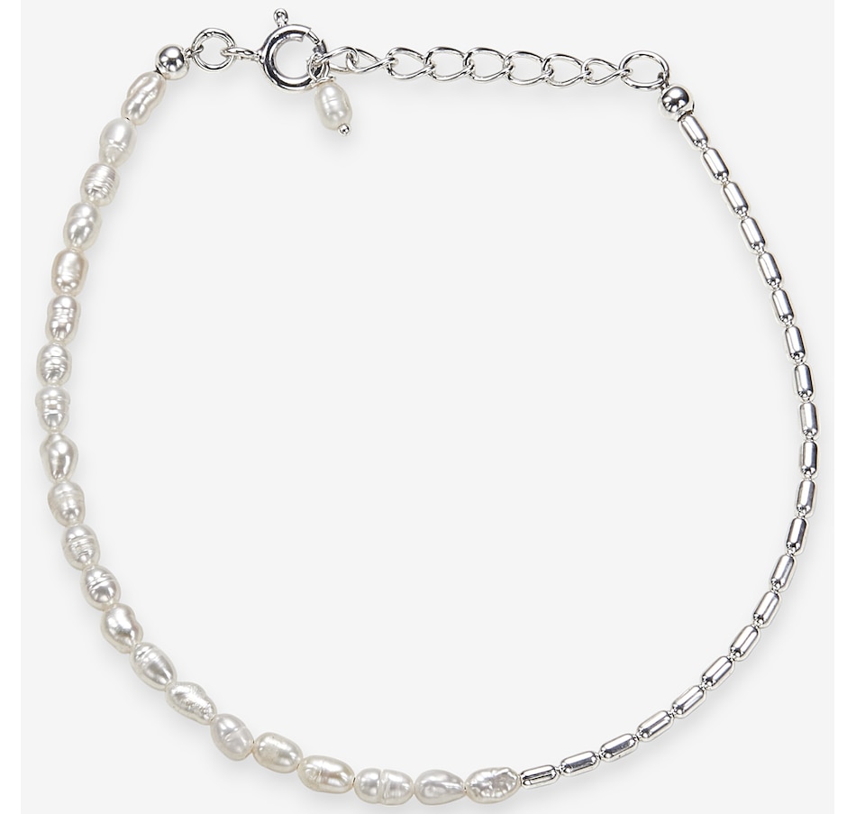 Image 242250_SIL.jpg, Product 242-250 / Price $119.99, Silver Gallery Sterling Silver Freshwater Pearl & Oval Barrel Bracelet from Silver Gallery on TSC.ca's Jewellery department
