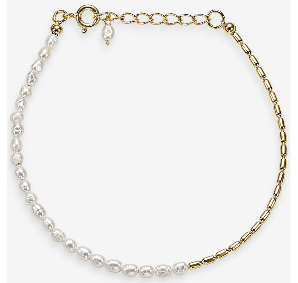 Image 242250_YGP.jpg, Product 242-250 / Price $119.99, Silver Gallery Sterling Silver Freshwater Pearl & Oval Barrel Bracelet from Silver Gallery on TSC.ca's Jewellery department