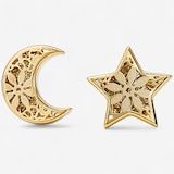 Stefano Oro 14K Yellow Gold Moon And Star Ricami Stud Earrings