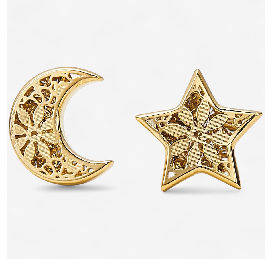 Image 242261.jpg, Product 242-261 / Price $549.99, Stefano Oro 14K Yellow Gold Moon And Star Ricami Stud Earrings from Stefano Oro on TSC.ca's Jewellery department