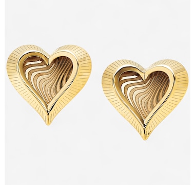 Stefano Oro 14K Yellow Gold Mirage Ricami Heart Earrings