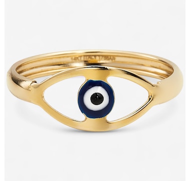 Stefano Oro 14K Yellow Gold Evil Eye Enamel Ring