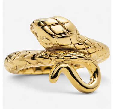 Stefano Oro 14K Yellow Gold Electroformed Snake Ring