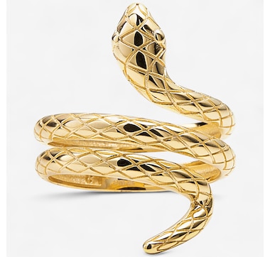 Stefano Oro 14K Yellow Gold Torchon Snake Ring