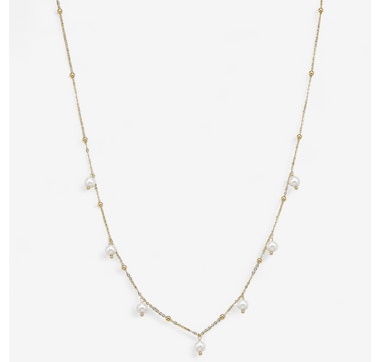 Stefano Oro 14K Yellow Gold Fresh Water Pearl Station Necklace