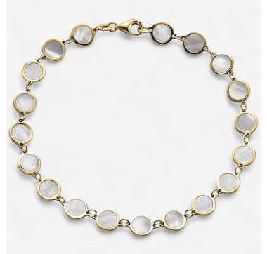 Stefano Oro 14K Yellow Gold Mother of Pearl Eye Bracelet