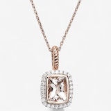 Sterling Silver 14K Rose Gold Morganite & White Zircon Pendant with Chain
