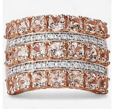 Sterling Silver 14K Rose Gold Morganite & White Zircon Ring