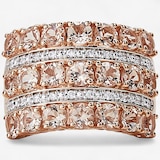 Sterling Silver 14K Rose Gold Morganite & White Zircon Ring