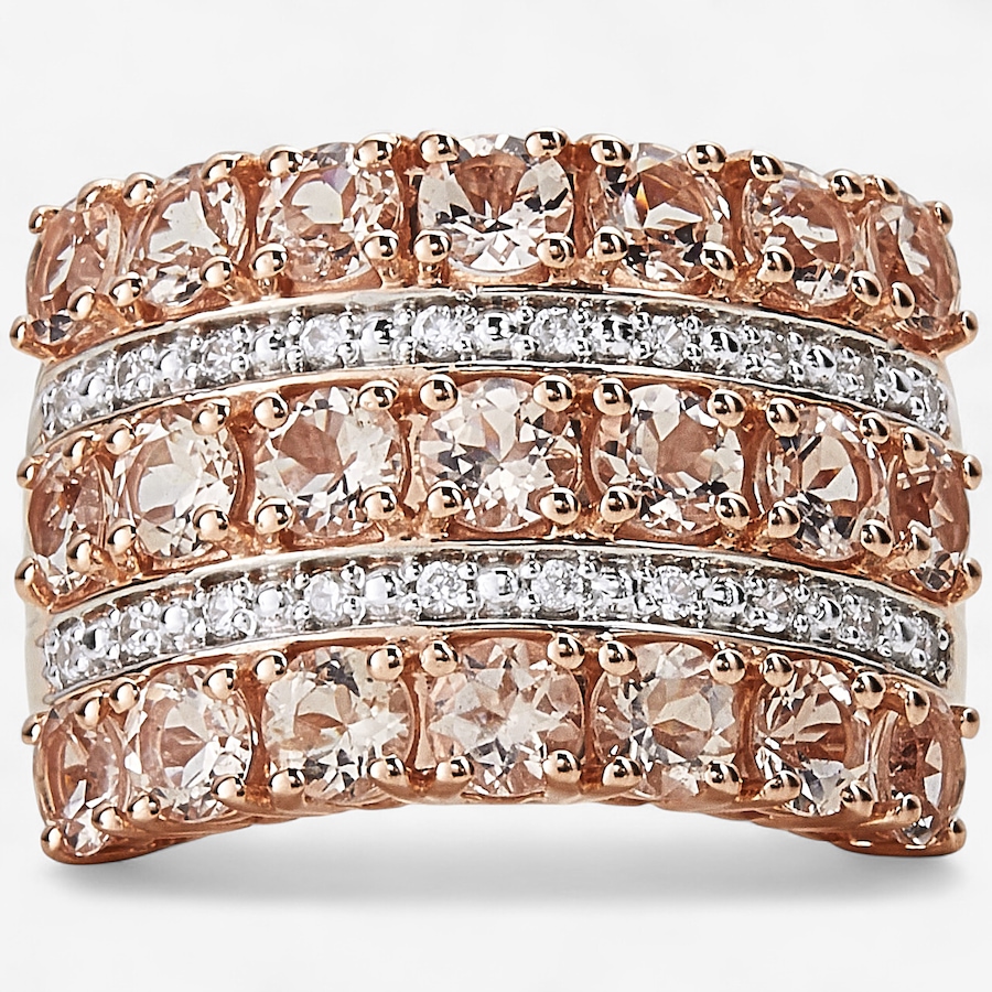 Image 242296.jpg, Product 242-296 / Price $199.99, Sterling Silver 14K Rose Gold Morganite & White Zircon Ring from The Vault on TSC.ca's Jewellery department