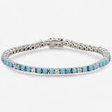 Sterling Silver Sleeping Beauty Turquoise & White Zircon Bracelet