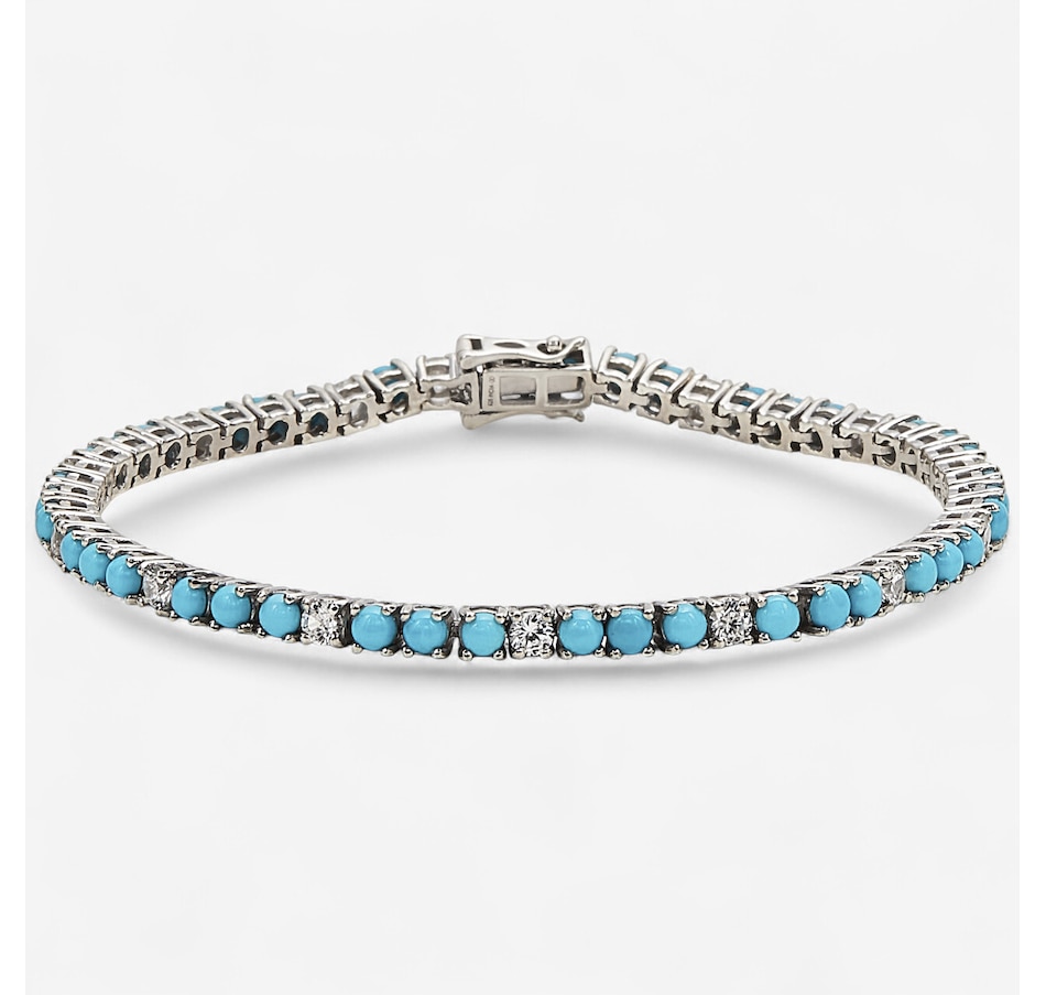 Image 242297.jpg, Product 242-297 / Price $399.99, Sterling Silver Sleeping Beauty Turquoise & White Zircon Bracelet from The Vault on TSC.ca's Jewellery department