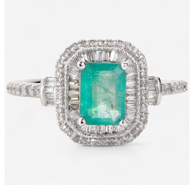 Gem Creations 14K Gold 1.03ctw Emerald & Diamond Ring