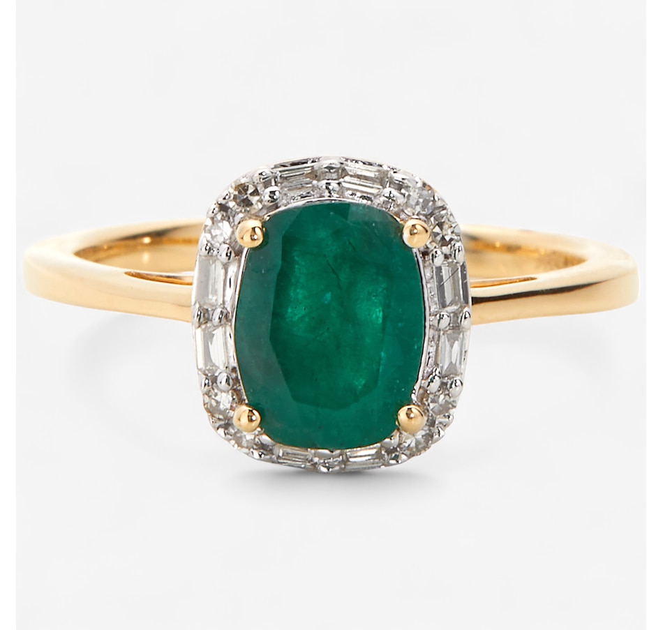 Image 242311.jpg, Product 242-311 / Price $899.88, Gem Creations 14K Yellow Gold 1.12ctw Cushion Emerald & Diamond Ring from Gem Creations on TSC.ca's Jewellery department
