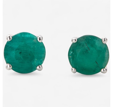 Gem Creations 10K Gold 1.50ctw Round Emerald Stud Earrings