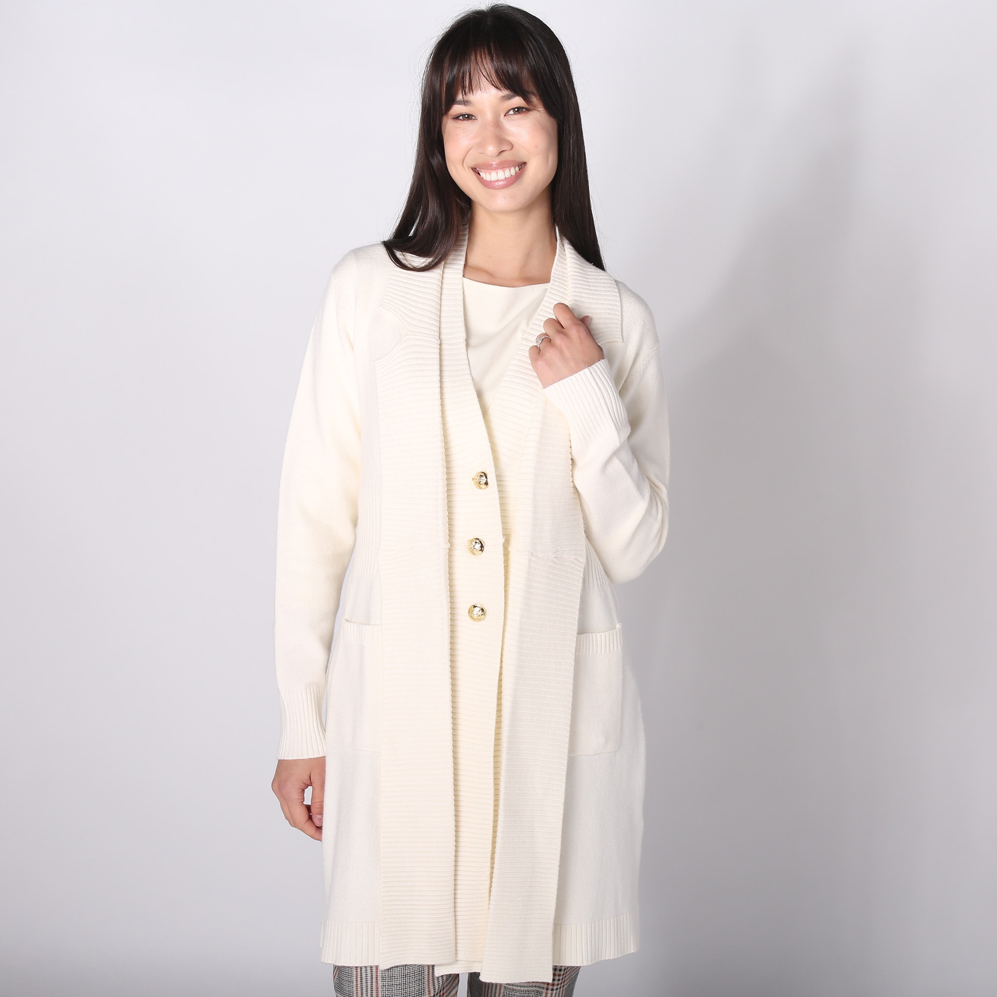 Isaac Mizrahi Long Notch Collar Sweater Cardigan with Status