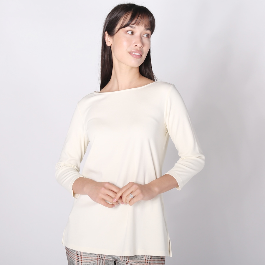 Image 242382_COD.jpg, Product 242-382 / Price $24.33, Isaac Mizrahi Cotton Interlock 3/4" Sleeve Boatneck Top from Isaac Mizrahi New York on TSC.ca's Fashion department