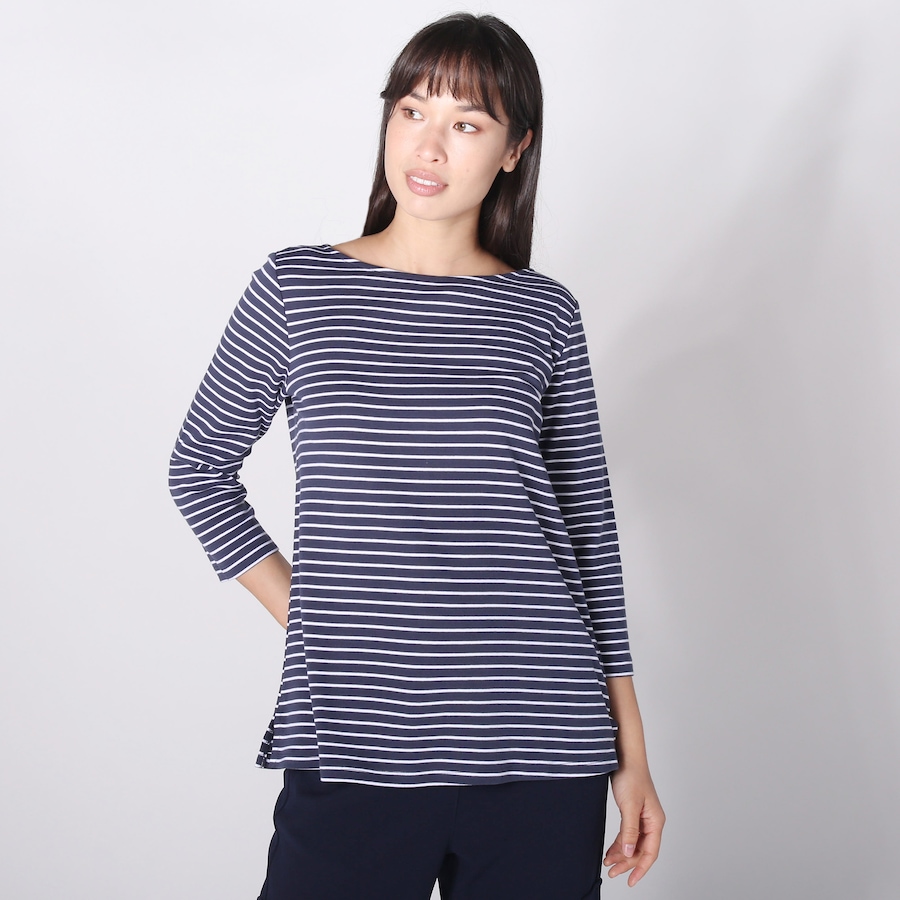 Image 242382_NVS.jpg, Product 242-382 / Price $24.33, Isaac Mizrahi Cotton Interlock 3/4" Sleeve Boatneck Top from Isaac Mizrahi New York on TSC.ca's Fashion department