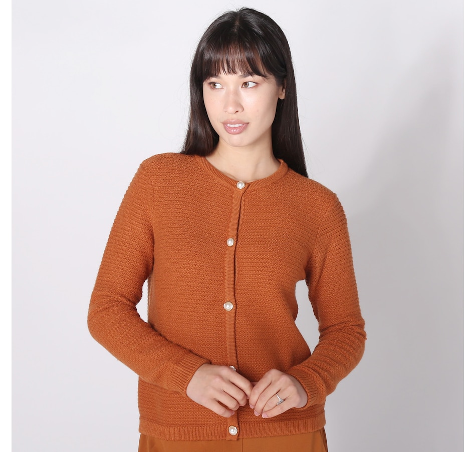 Image 242387_BZE.jpg, Product 242-387 / Price $49.33, Isaac Mizrahi Cropped Textured Knit Cardigan with Status Buttons from Isaac Mizrahi New York on TSC.ca's Fashion department