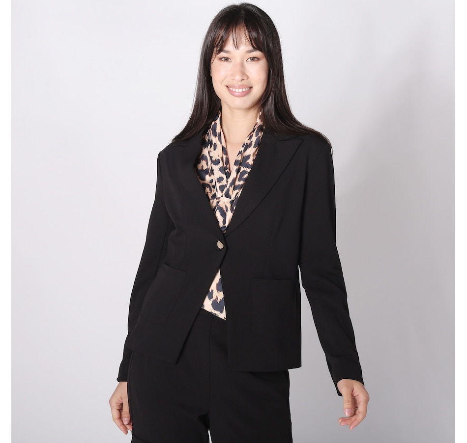 Isaac Mizrahi One Button Scuba Crepe Blazer