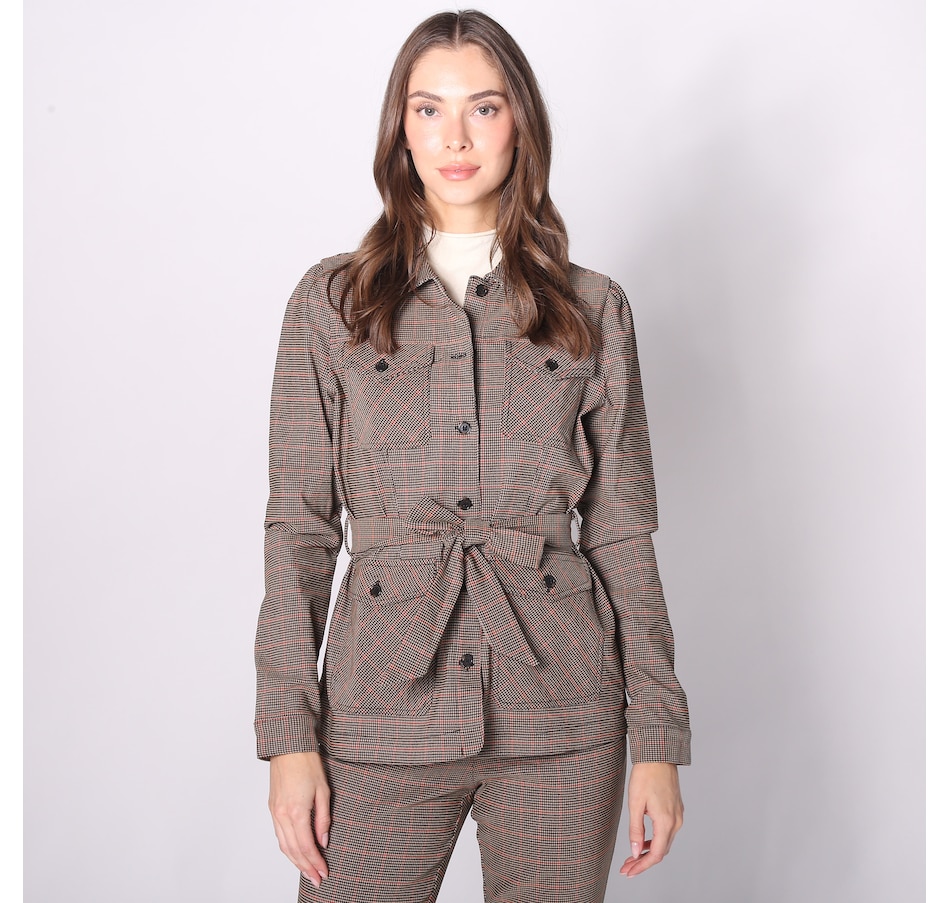 Image 242393_PLB.jpg, Product 242-393 / Price $39.33, Isaac Mizrahi Plaid Belted Jacket from Isaac Mizrahi New York on TSC.ca's Fashion department