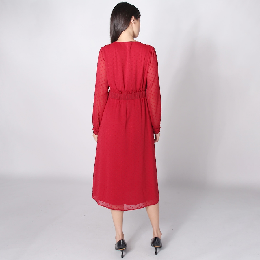 Image 242395_ALTMORE1.jpg, Product 242-395 / Price $29.33, Isaac Mizrahi V-Neck Bishop Sleeve Flocked Dot Dress from Isaac Mizrahi New York on TSC.ca's Fashion department