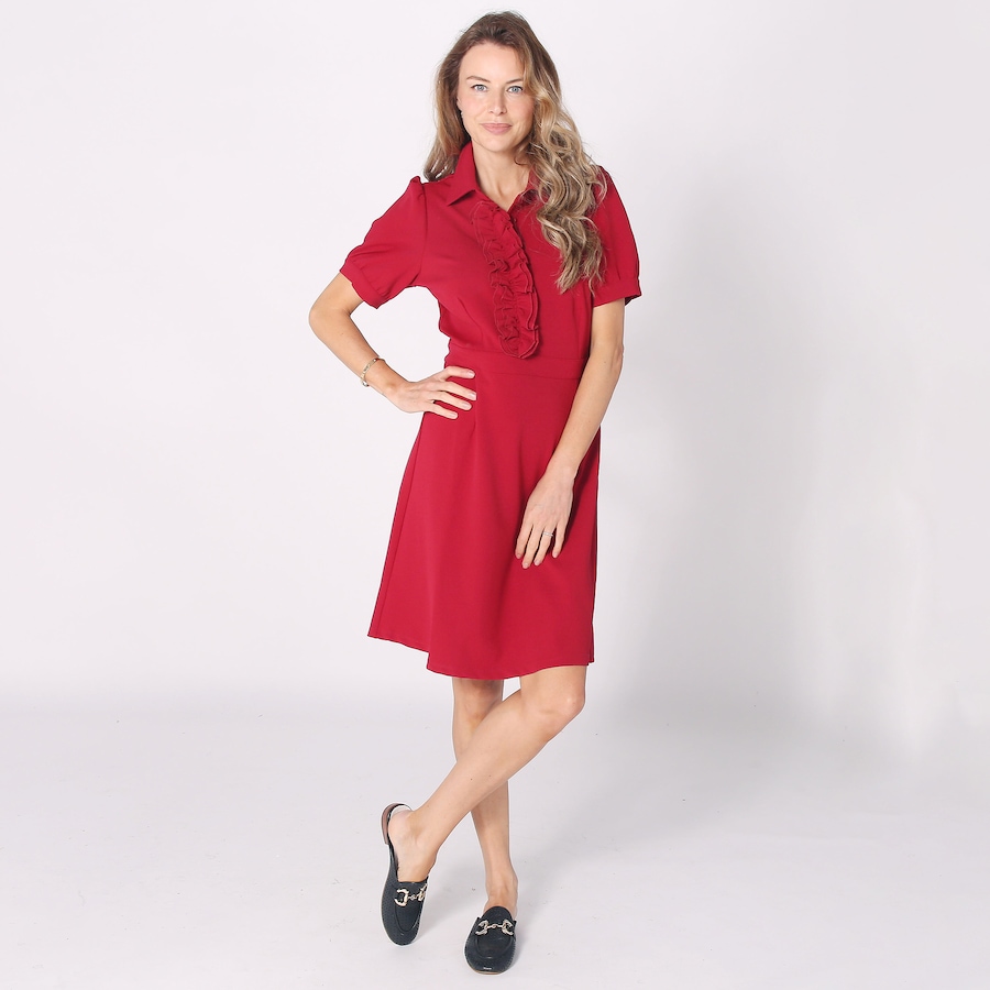 Image 242397_CRN.jpg, Product 242-397 / Price $39.33, Isaac Mizrahi Ruffled Fit and Flare Dress from Isaac Mizrahi New York on TSC.ca's Fashion department