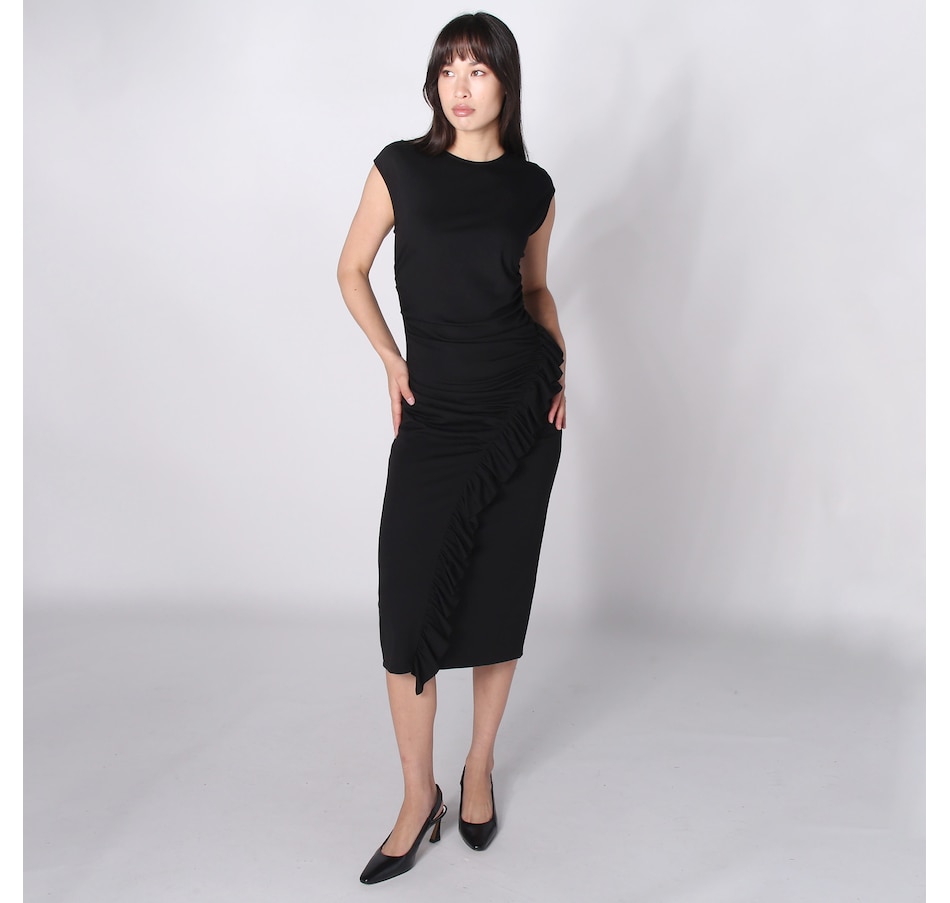Image 242412_BLK.jpg, Product 242-412 / Price $50.88, Tash & Sophie Eva Sleeveless Ruched Ruffle Column Dress from Tash & Sophie on TSC.ca's Fashion department