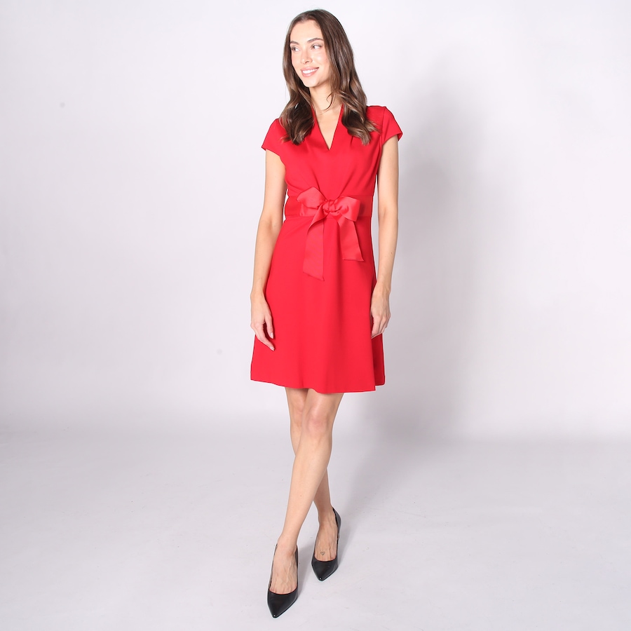 Image 242414_RED.jpg, Product 242-414 / Price $39.33, Tash & Sophie Violette Pleated Neck Ponte Shift Dress from Tash & Sophie on TSC.ca's Fashion department