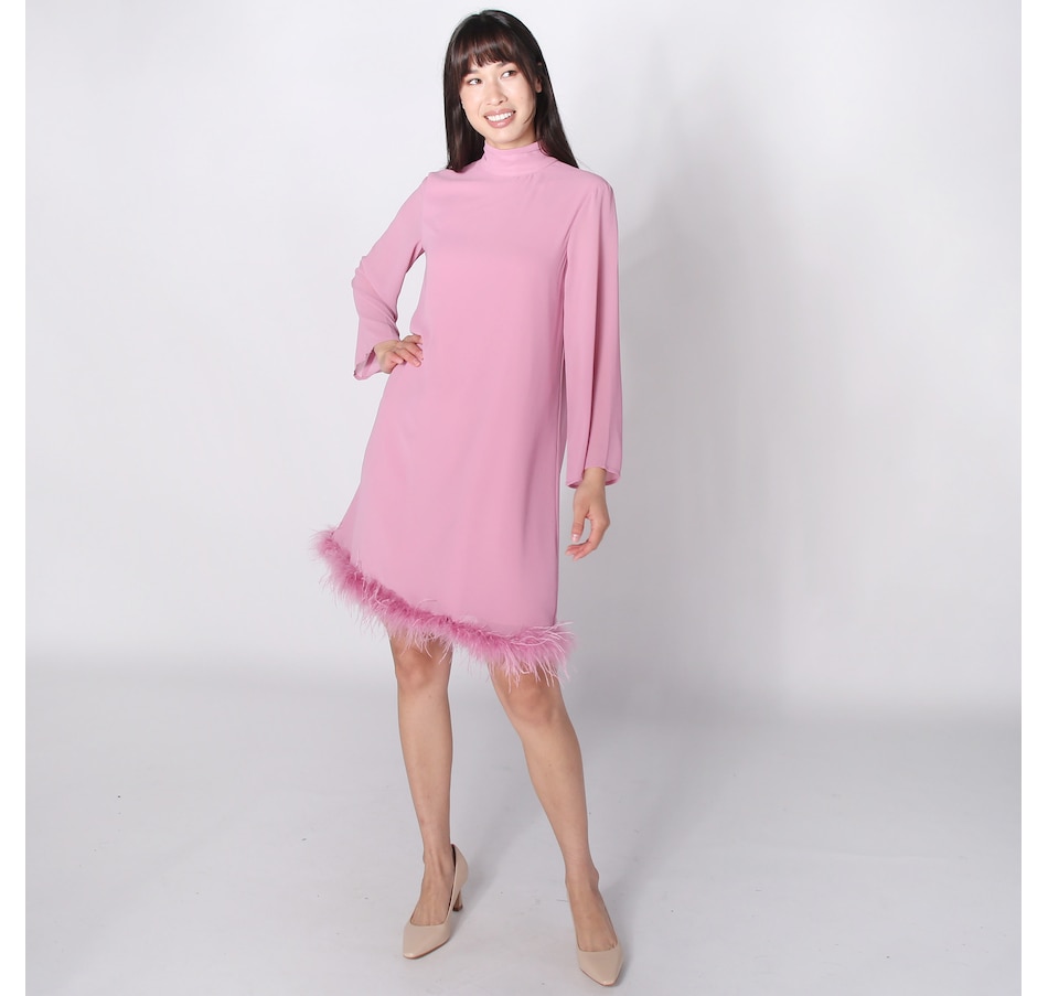 Image 242415_MVE.jpg, Product 242-415 / Price $59.33, Tash & Sophie Cece Mockneck Feather Hem Mini Dress from Tash & Sophie on TSC.ca's Fashion department