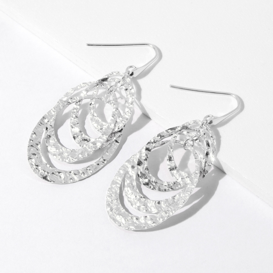 Image 242491_SIL.jpg, Product 242-491 / Price $89.88, Silver Gallery Sterling Silver Interlocking Hammered Earrings from Silver Gallery on TSC.ca's Jewellery department