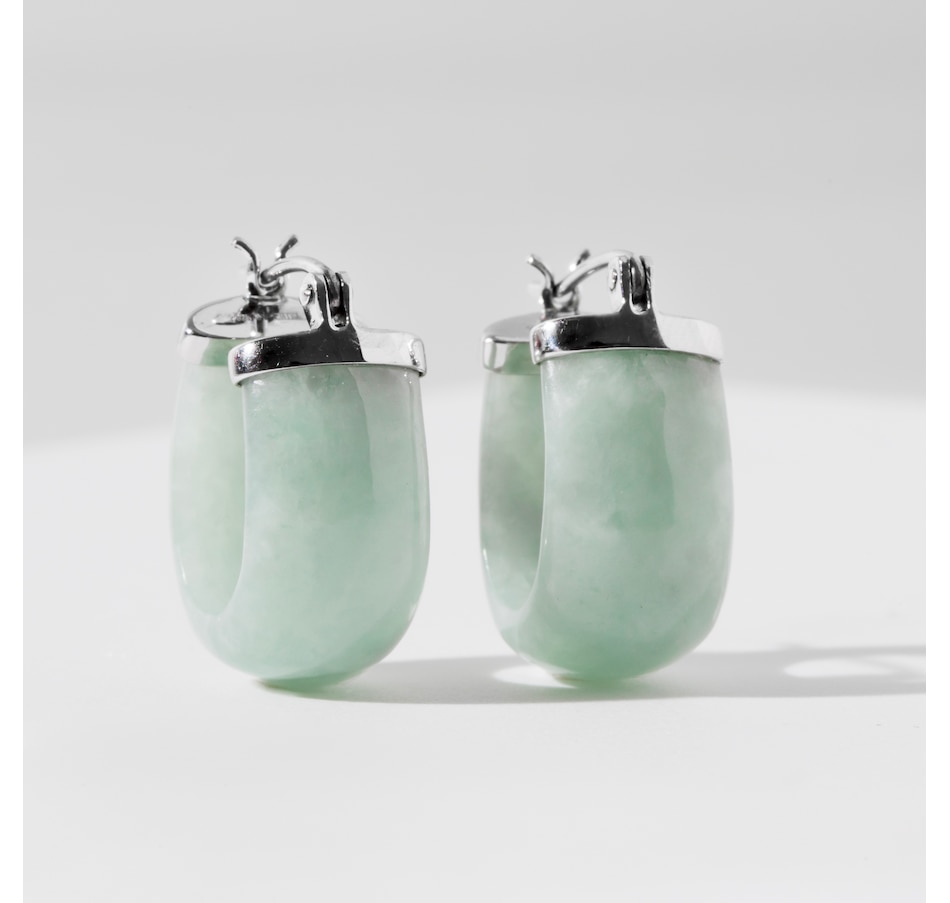 Image 242540.jpg, Product 242-540 / Price $179.99, Roz Kwan Jewellery 10mm x 16mm Green Jade Hoop Earrings from Roz Kwan Jewellery Collection on TSC.ca's Jewellery department