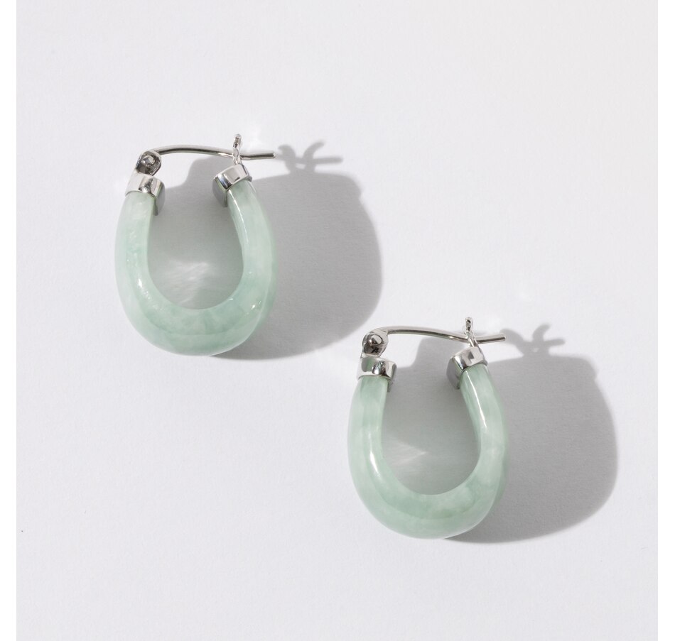 Image 242540_ALTMORE1.jpg, Product 242-540 / Price $179.99, Roz Kwan Jewellery 10mm x 16mm Green Jade Hoop Earrings from Roz Kwan Jewellery Collection on TSC.ca's Jewellery department