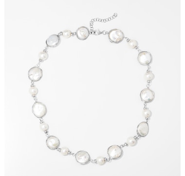 Roz Kwan Jewellery Sterling Silver White Coin Freshwater Pearl Necklace
