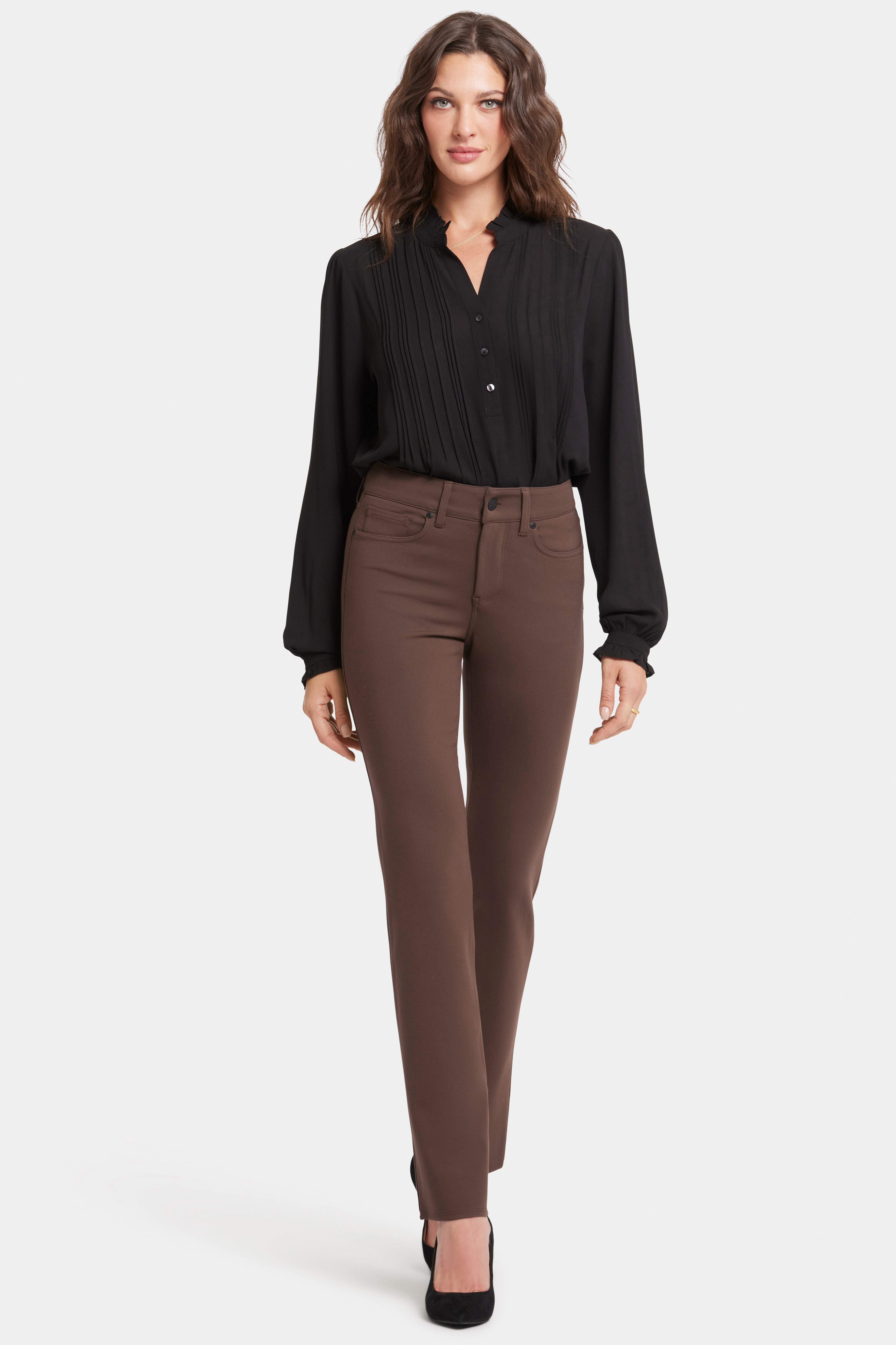 N.M. Oxford w/耳 straight pants - Brown N.M. Oxford w/耳 straight pants - Brown