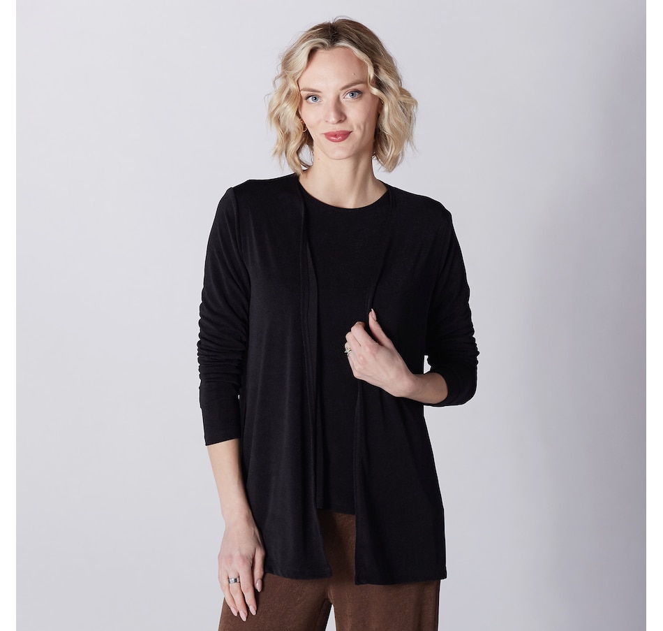 Clothing & Shoes - Tops - Sweaters & Cardigans - Cardigans - Kim & Co. Poly  Slinky Long Sleeve Cardigan - Online Shopping for Canadians