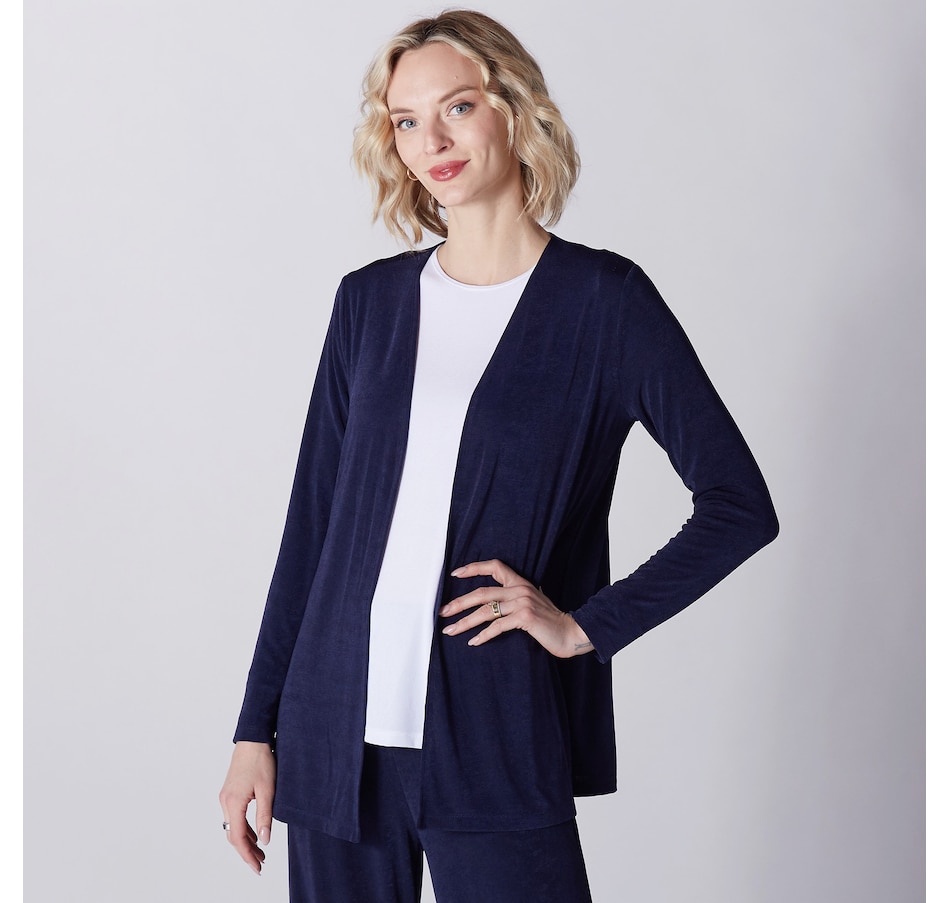 Clothing & Shoes - Tops - Sweaters & Cardigans - Cardigans - Kim & Co. Poly  Slinky Long Sleeve Cardigan - Online Shopping for Canadians