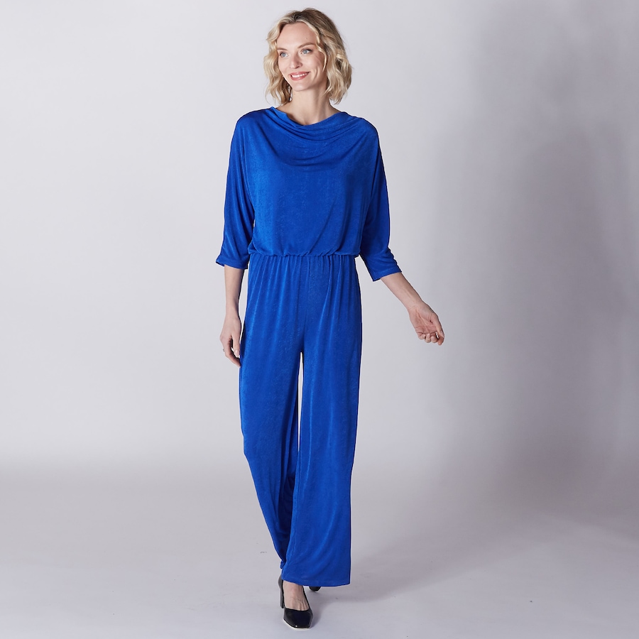 Image 242630_RBU.jpg, Product 242-630 / Price $29.33, Kim & Co. Poly Slinky 3/4 Sleeve Drape Neck Jumpsuit from Kim & Co. on TSC.ca's Fashion department